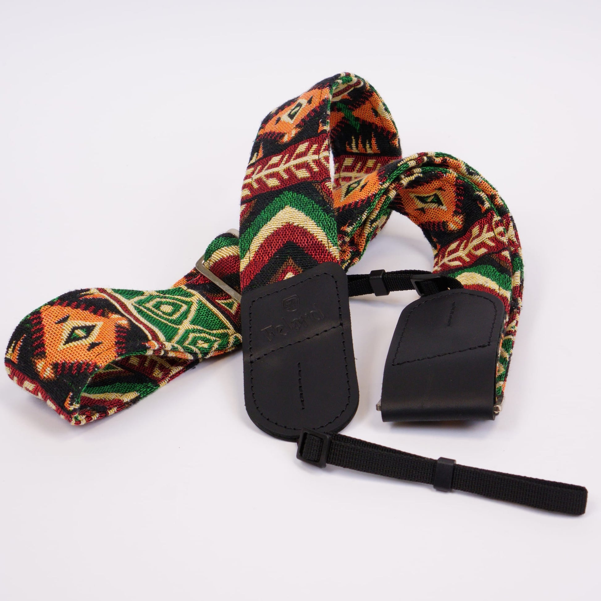 Colorful camera strap with white bg
