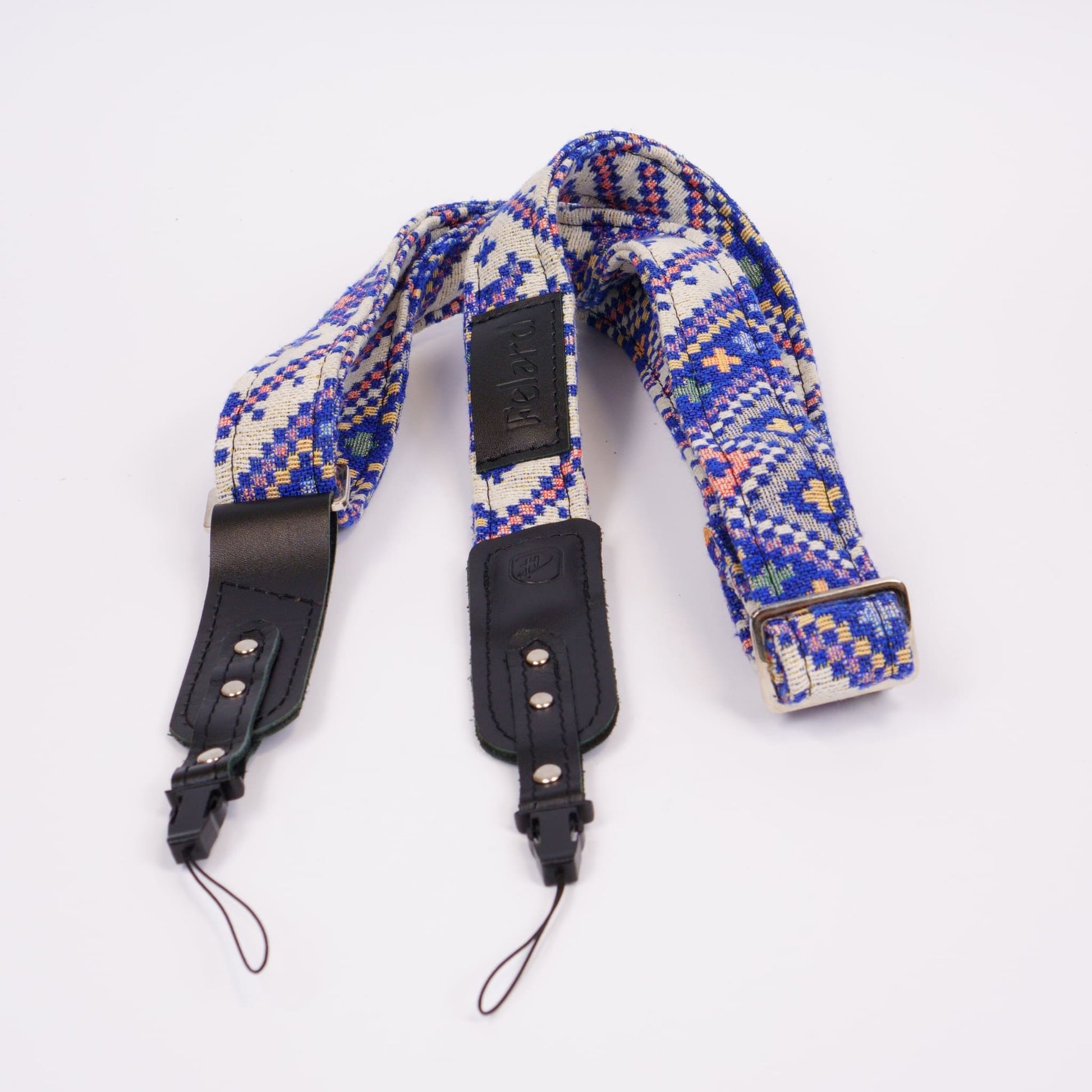 Slim ethno fabric and genuine leather camera strap by Felard 