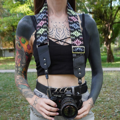 Bright camera strap lifestyle