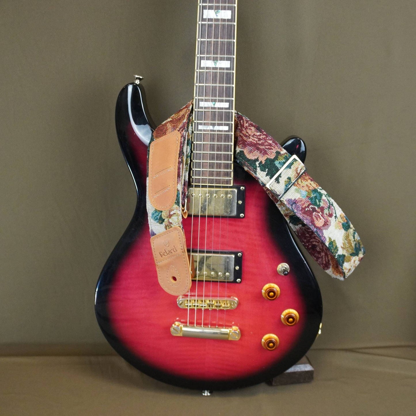 handmade guitar strap with genuine leather ends