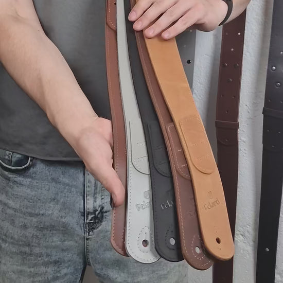 Leather guitar straps aviable colors video