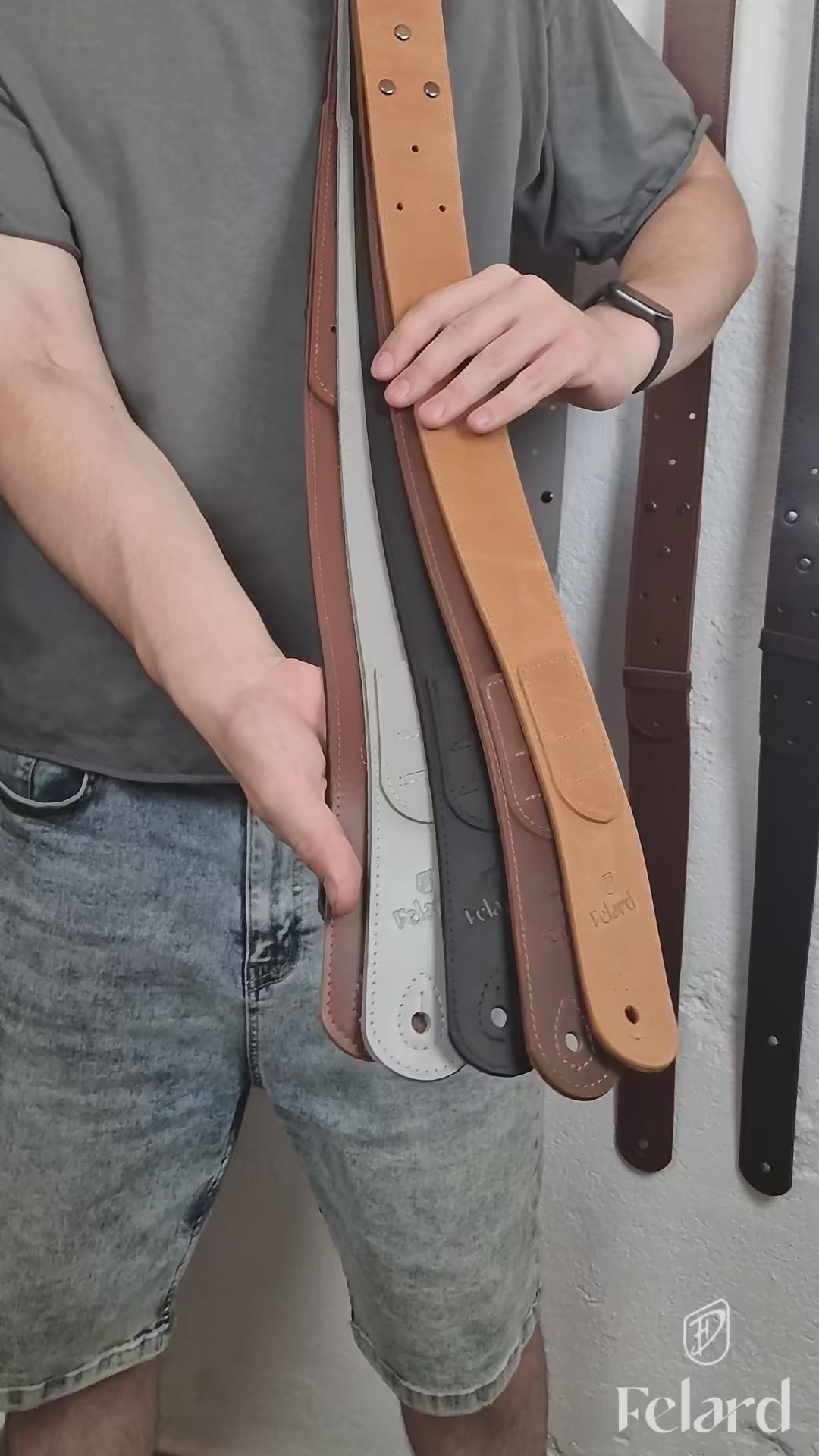 Leather guitar straps aviable colors video