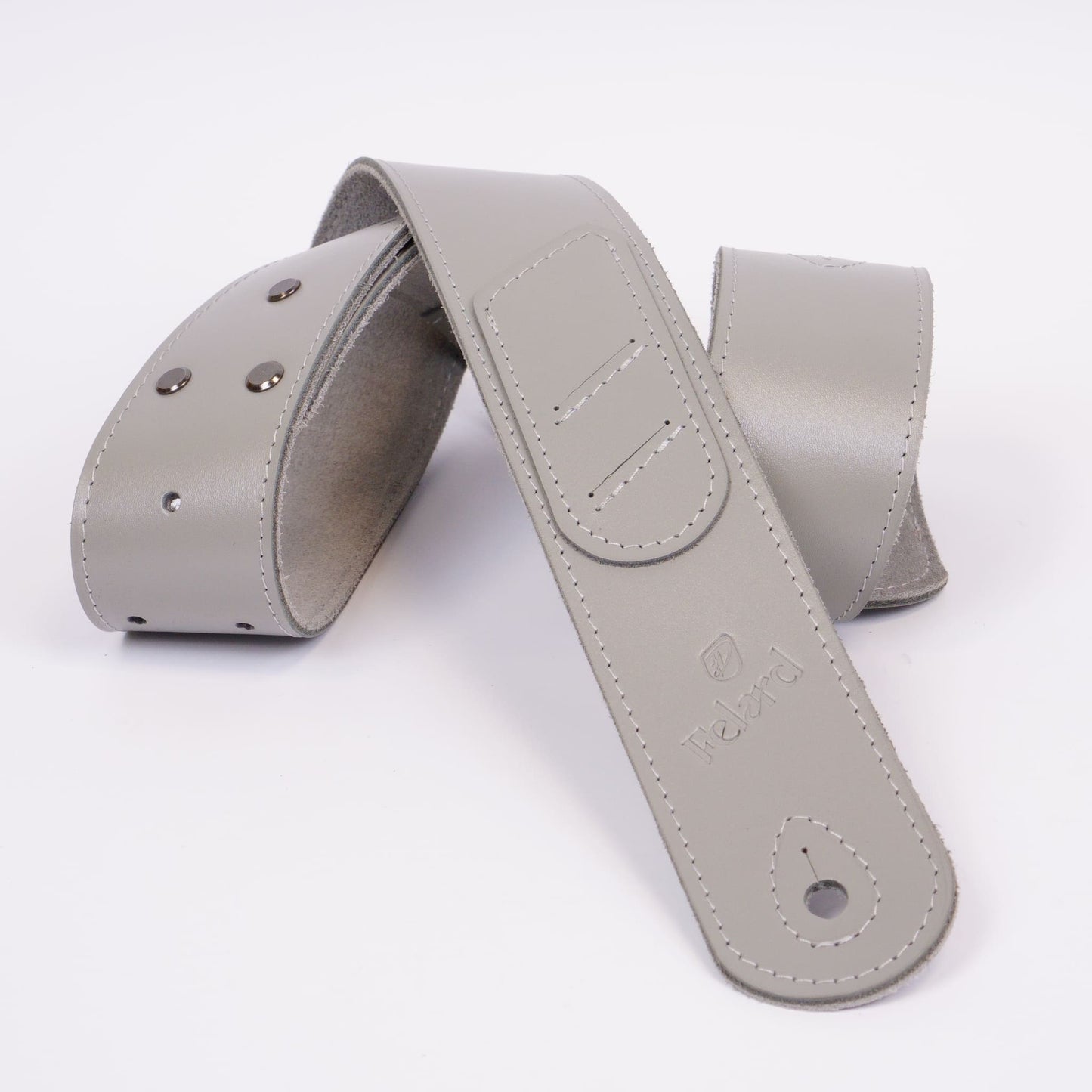 Gray smooth leather guitar strap for acoustic, electric and bass guitars