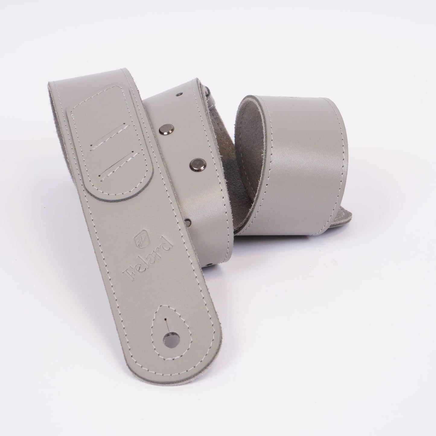 Gray smooth leather guitar strap for acoustic, electric and bass guitars